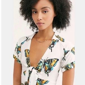 🦋 Free People Ready Set Sail Tie Front Butterfly Top 🦋